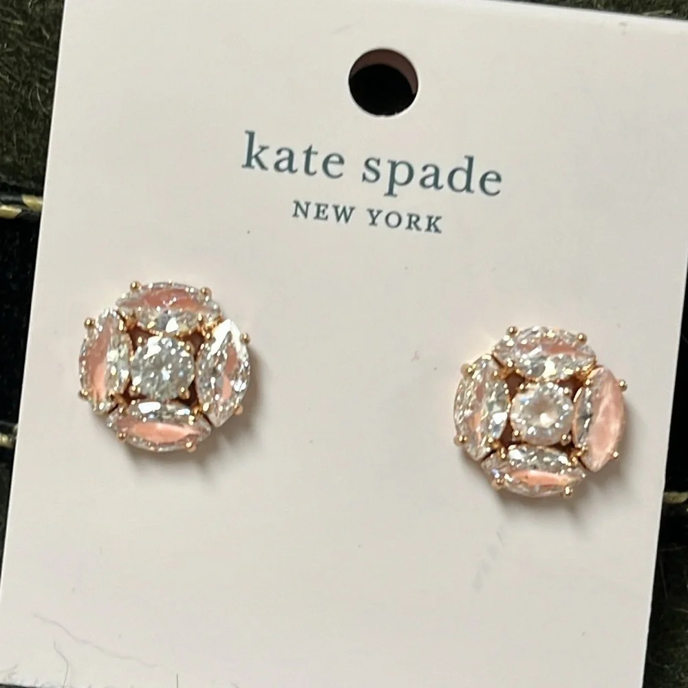 Brand New Kate Spade Flying Colors Blush Post Earrings Marquise Cluster Studs